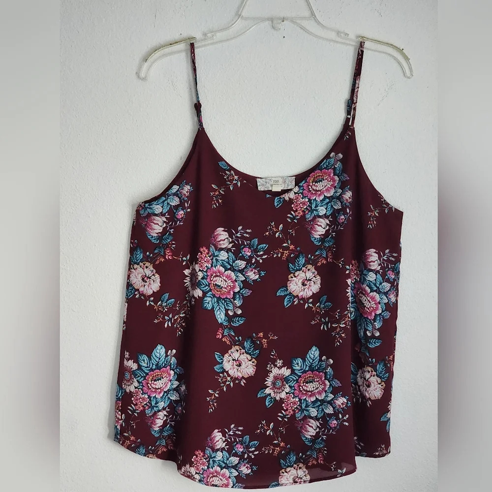 Pink Republic Plum Floral Adjustable Spaghetti Straps Lined Sz XL
